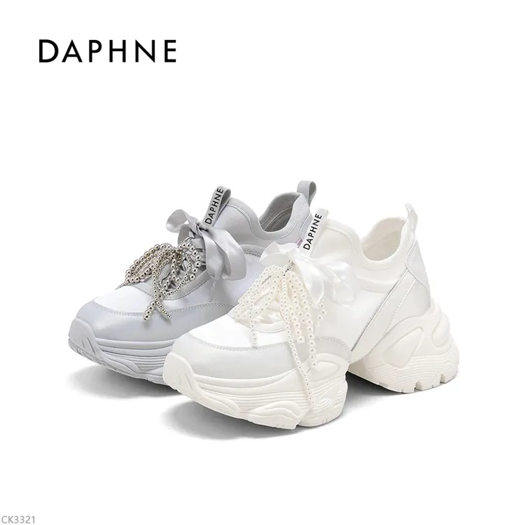 达芙妮2025新款老爹鞋串珠夏季系带时尚休闲鞋厚底网面傣族风格LL