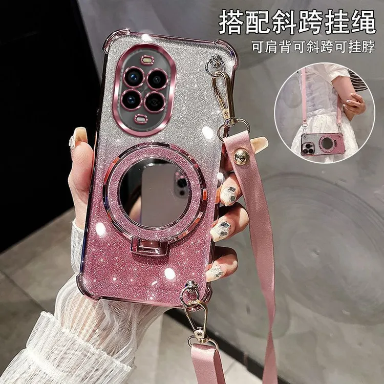 华为Nova13Pro手机壳MISAL00轻奢女款斜跨挂绳四角防摔化妆镜支架