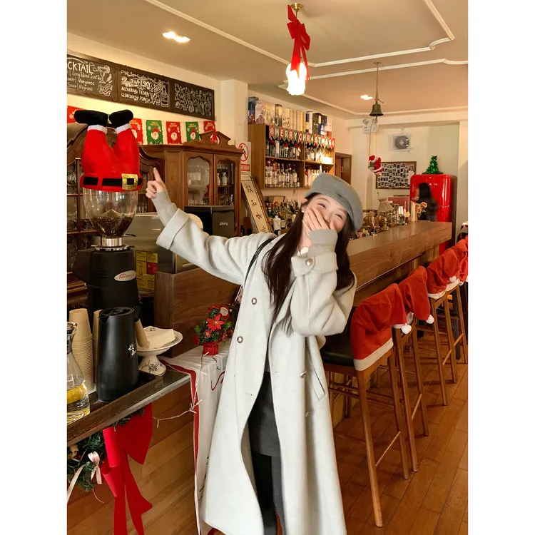 切糕自制【京都佳人】小个子秋冬气质双面呢质感绵羊毛大衣外套