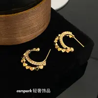 EarSpark 铜合金耳饰 轻奢耳饰小圈耳钉金色原创设计耳环日韩女