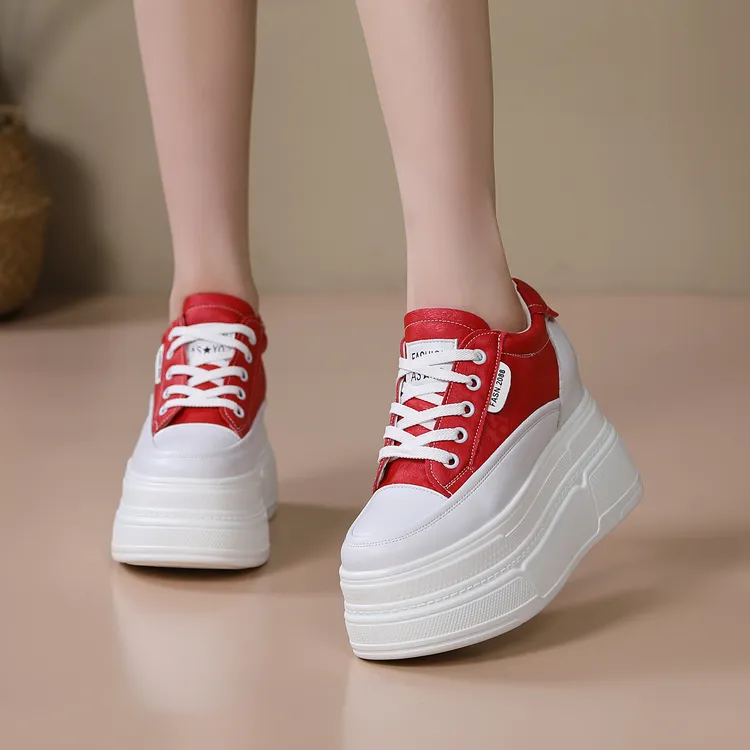 【10-12CM】内增高小白鞋秋冬新款厚底女鞋时尚百搭小个子休闲板鞋