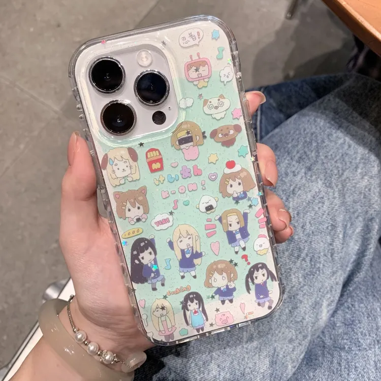 韩系细闪薄荷绿轻音少女链条适用苹果16promax手机壳15iphone14p