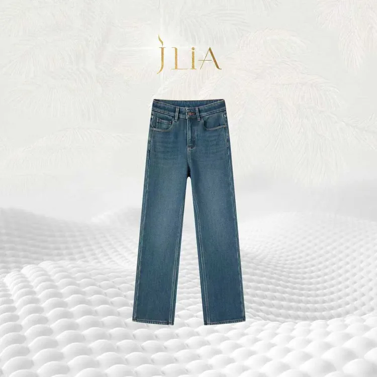 JLIA GOLD-8108四面弹-黛蓝-法兰绒 窄版直筒裤 冬季新款