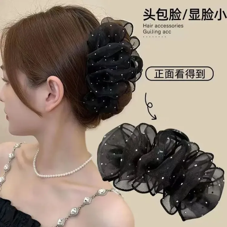 2025新款时尚甜美百搭蓬松女孩云朵泡泡满钻抓夹