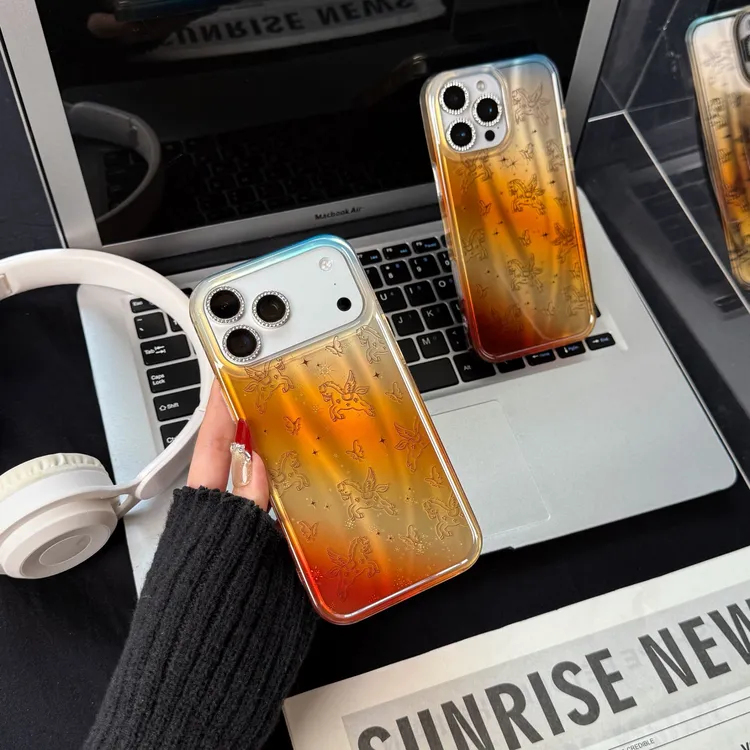 琥珀流光马手机壳适用苹果17promax带镜头膜16/15pro高级奢华防摔