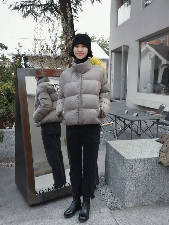 TT设计师【枯木生花】时尚斜拉链造型防风保暖白鹅绒羽绒服TT191579