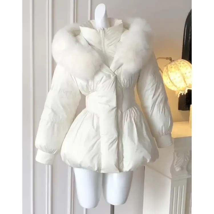 大毛领连帽中长款棉服女2025新款冬季超好看今年流行爆款显瘦外套