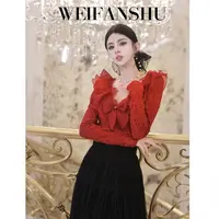 WEIFANSHU/魏凡舒【禁忌美神】秋冬新款重工气质蕾丝精致私定上衣