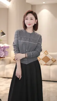 【双姐】秋冬费尔岛提花羊毛衫圆领长袖针织衫上衣女装妈妈装JH1089