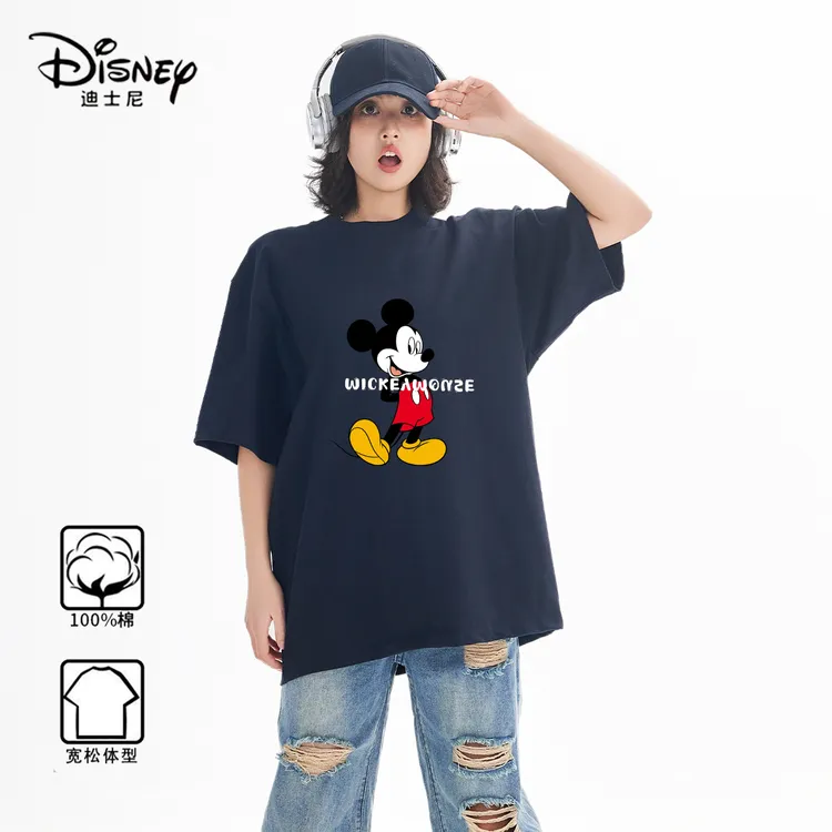 Disney/迪士尼米奇短袖T恤夏季纯棉圆领小众甜美可爱风格衣服