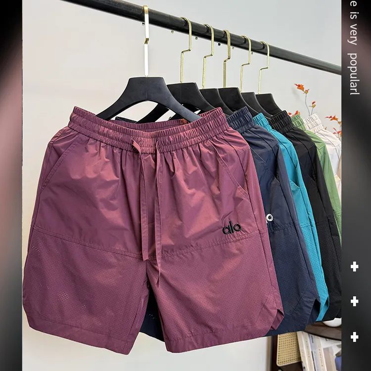 网眼速干5分短裤男款夏季冰丝凉感刺绣裤子运动休闲五分半截中裤