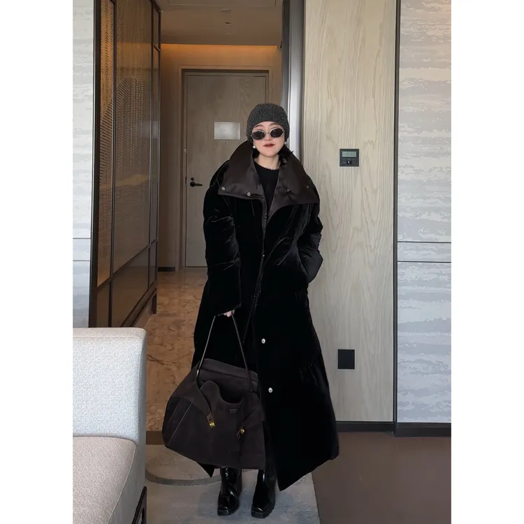 TheBay【哈姆雷特】100真丝90白鹅绒两面穿长款羽绒服Bay2SDXL0353