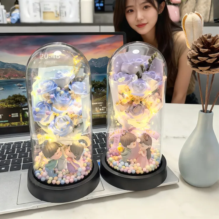 永生花玫瑰花束小夜灯送女友女生老婆闺蜜浪漫表白情人节生日礼物
