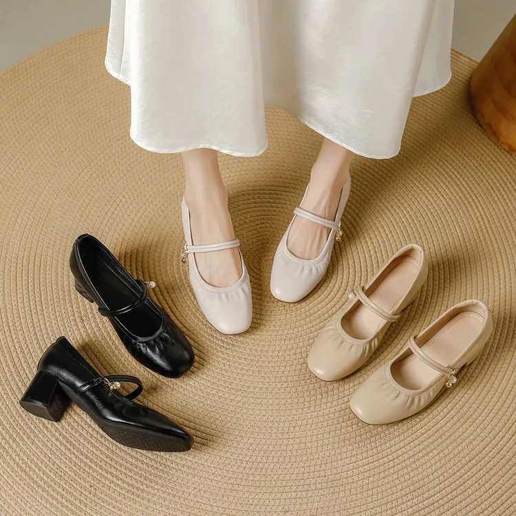 2025新款玛丽珍粗跟单鞋时尚轻奢复古风高跟鞋明星同款百搭鞋子