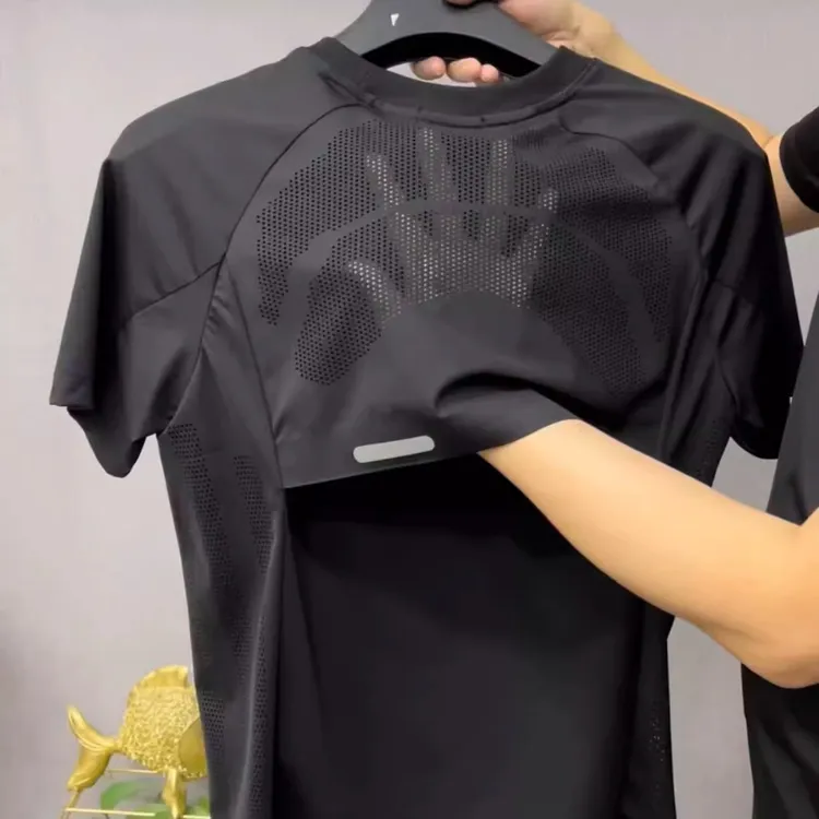 特大码300斤新款夏季网孔速干短袖男女美式男男士夏季恐怖短袖