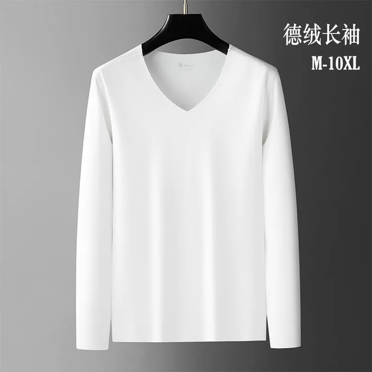 凯邦威德绒保暖内衣男士秋冬季加绒加大码V领长袖t恤无痕打底衫
