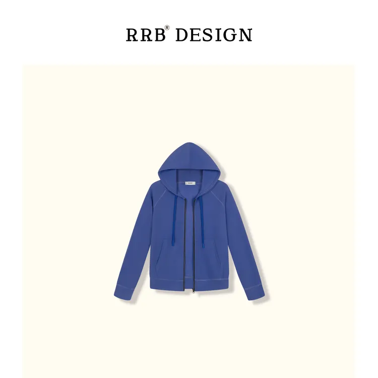 RRB Design「换季必备」随性自在简约插肩袖纯色百搭连帽开衫卫衣