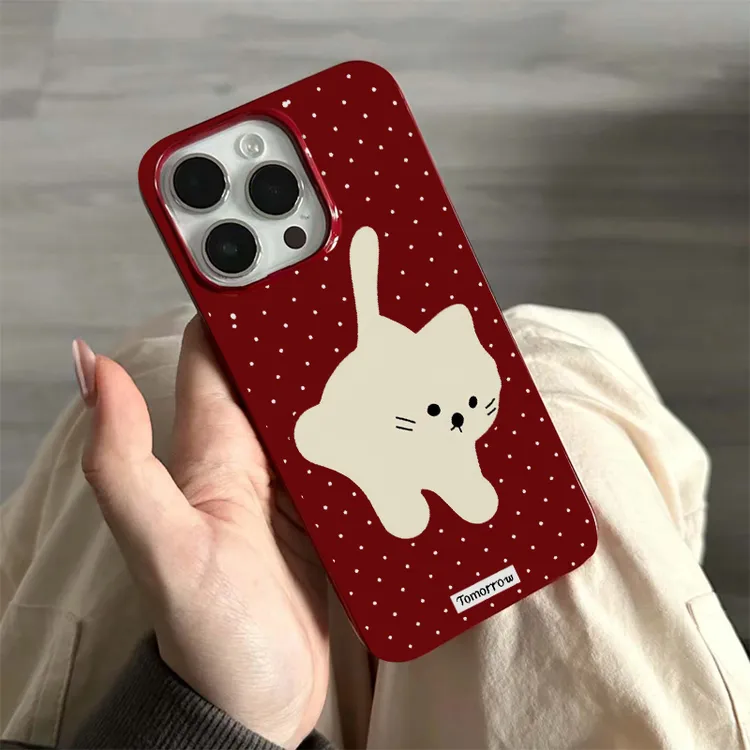 BANCA小众ins波点白猫适用iPhone16/15promax果冻14手机壳苹果13