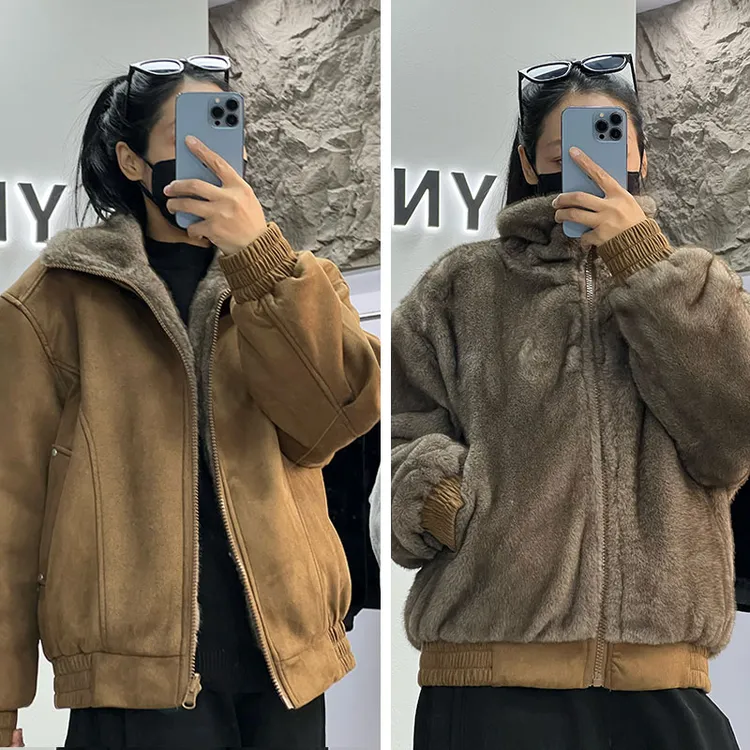 【双面穿座山雕】高品质冬季加厚保暖麂皮绒男士立领棉衣外套宽松