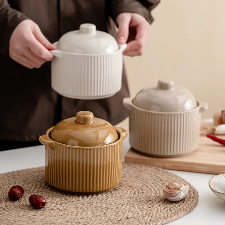 陶瓷隔水炖盅小瓦罐带盖煨汤炖罐蒸蛋煲汤罐碗家用沙县小吃一人份