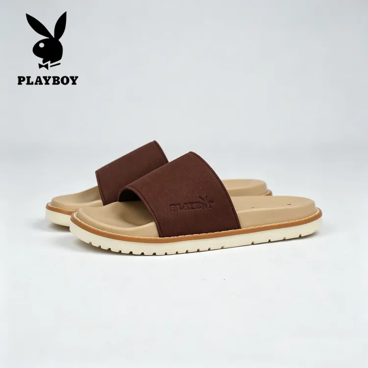 PLAYBOY/花花公子夏季百搭时尚男士轻奢反绒软弹低调贵感一字拖
