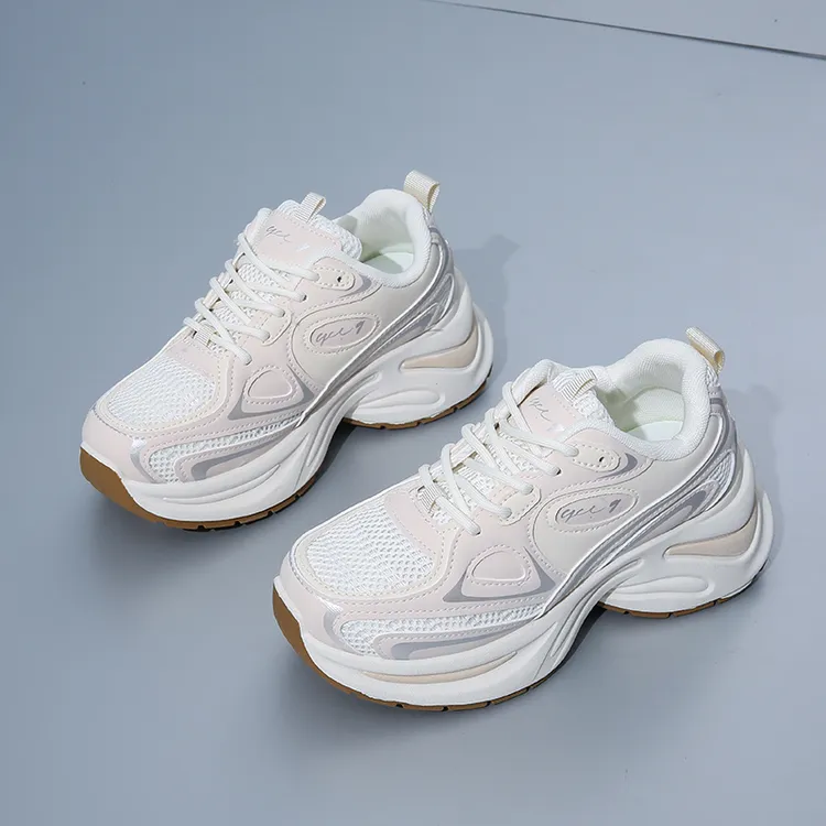 爆款女款新款潮流时尚百搭透气ins网面老爹鞋厚底女鞋运动鞋白色