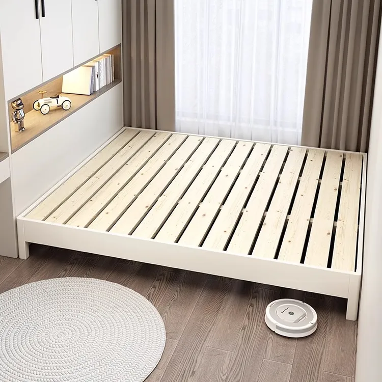 无床全实木可定制主卧白色实木床排骨架子床排骨架床不带榻榻米床