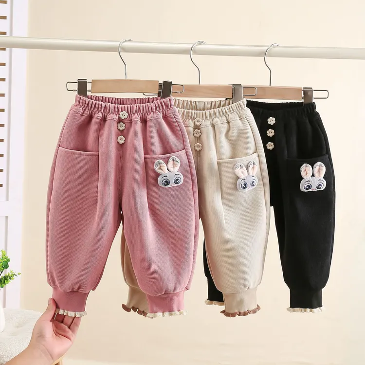 巴拉巴拉女童裤子秋冬灯芯绒萝卜裤中小童加厚2024新款宝宝加绒休