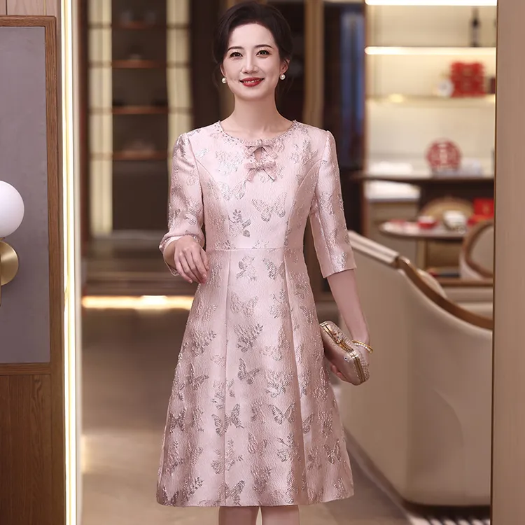 早秋妈妈高贵连衣裙结婚高端礼服套装高雅气质长裙喜婆婆婚宴礼服