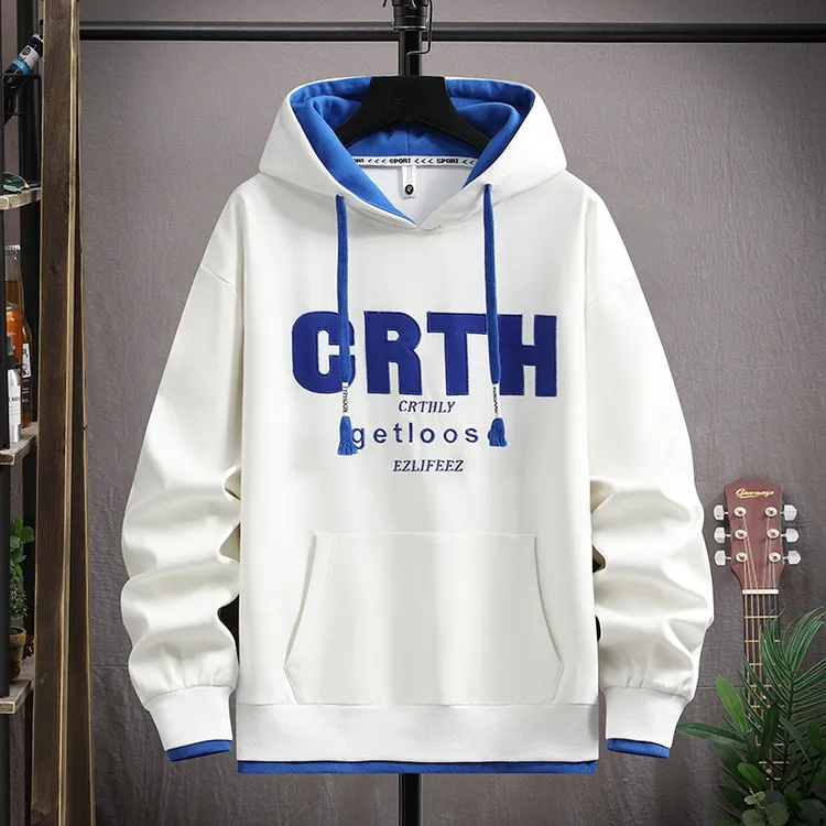 秋冬季青少年学生时尚青春潮流休闲舒适宽松百搭男生连帽印花卫衣