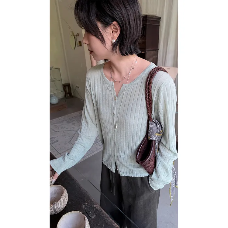 苏安家|夏日绵绵冰 莱赛尔亚麻巨显瘦纸片人夏季透气针织开衫