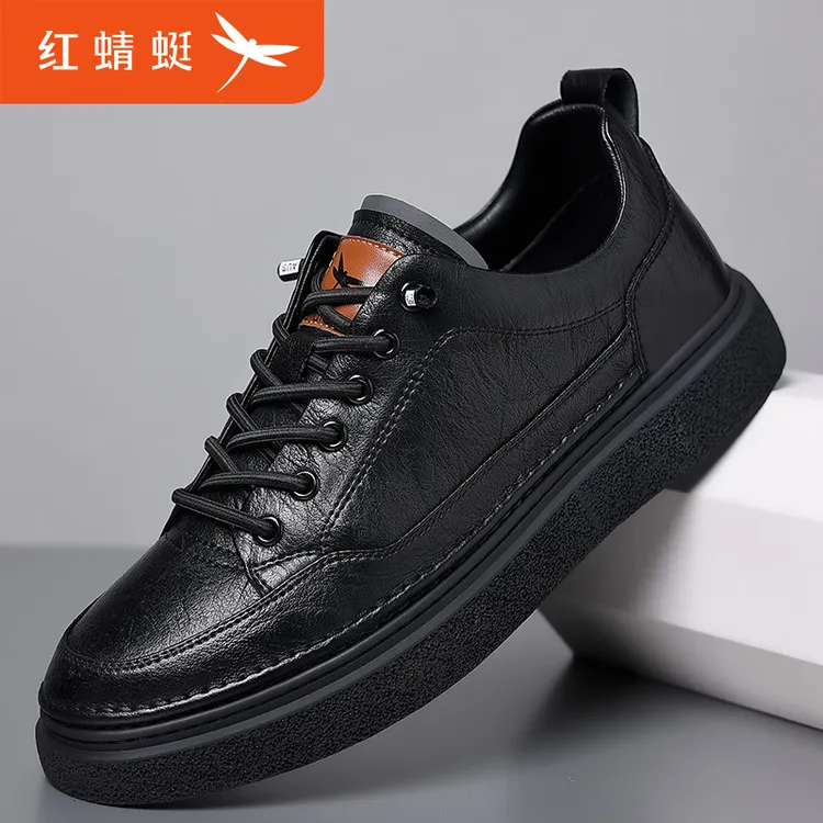 红蜻蜓男鞋2026春季新款透气牛皮板鞋百搭休闲软底小皮鞋C0226062商品图