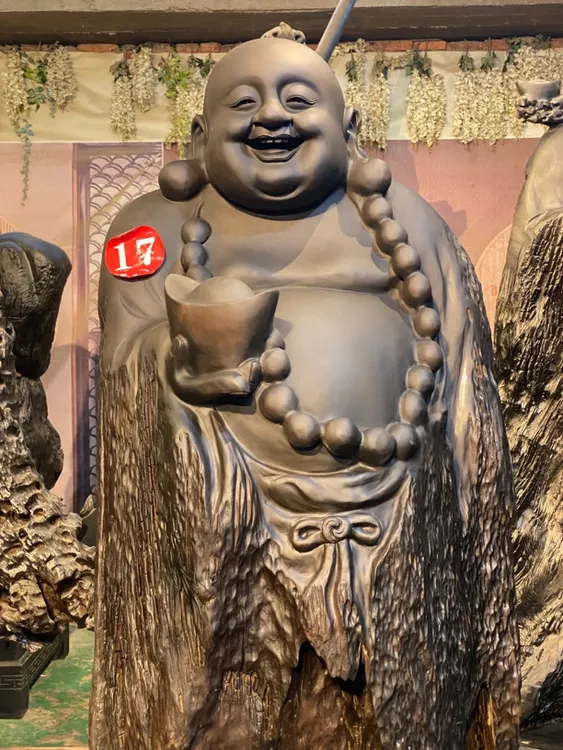 高品笑口常开大肚佛弥勒乌木公司大厅家居摆件