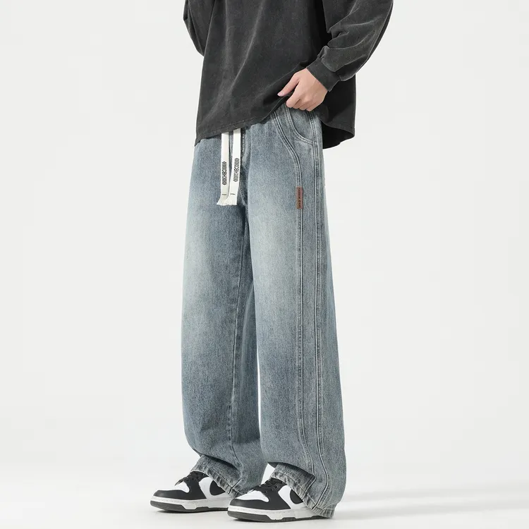 牛仔裤男款秋冬加绒2025新款裤子男生宽松直筒美式潮牌男士休闲裤