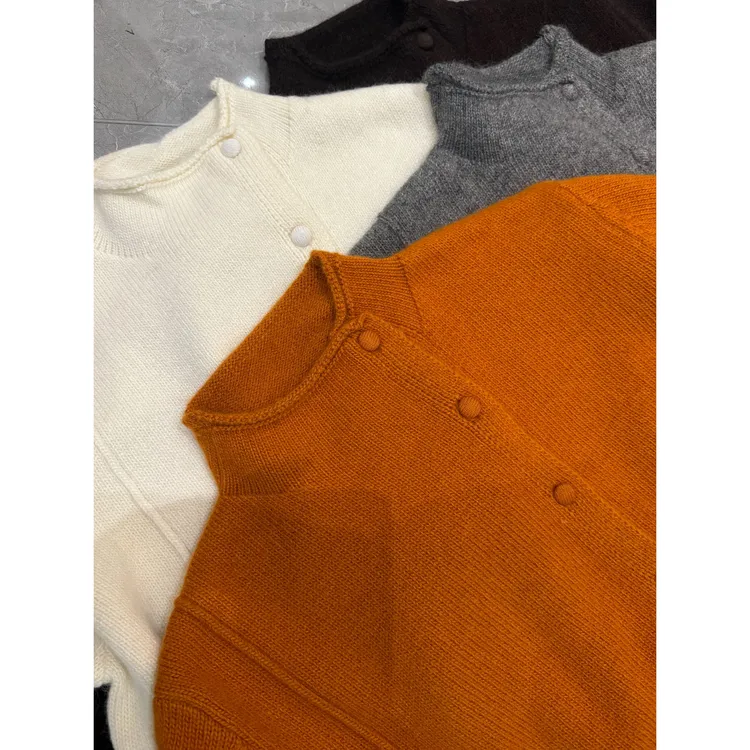 【米米服饰】2025秋冬新款“兔毛+山羊绒”纯色立领针织毛衣 2502-329