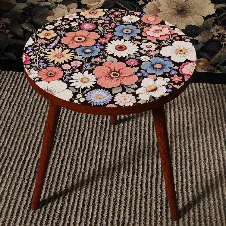 曼陀罗边几茶几沙发边柜北欧图案网红卧室阳台小圆桌客厅角几床头