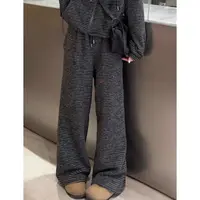 【短毛仿兔绒条纹直筒裤】巨软！百搭休闲简约设计条纹直筒裤556