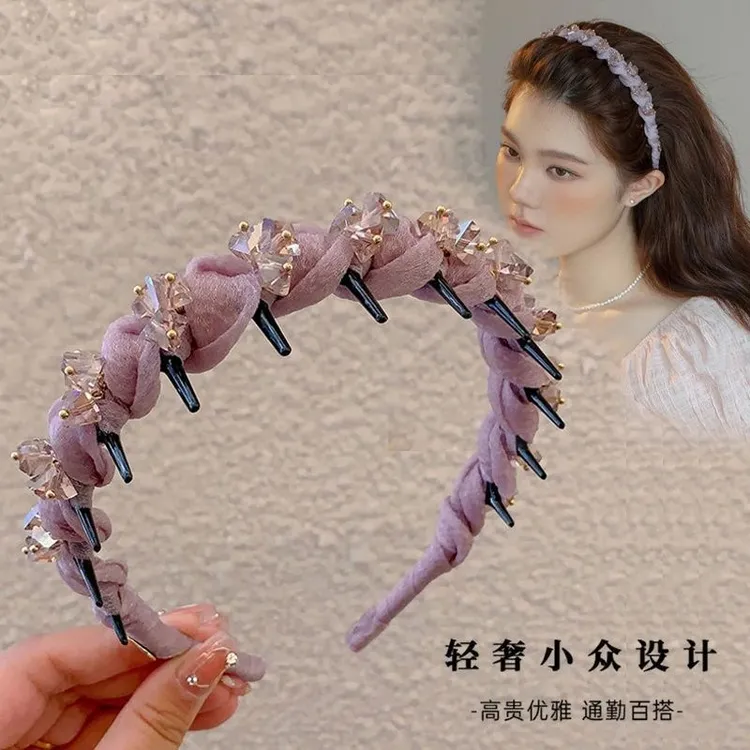 新款手工带齿波浪发箍增高颅顶时尚轻奢百搭防滑碎发头扣发饰