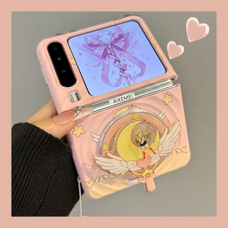 适用华为purax阔折叠屏手机壳卡通pocket2美少女战士旋转磁吸支架