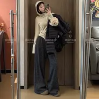 【NO退NO换】欧货【慵懒的豹纹】韩国/泡菜国豹纹休闲直筒裤