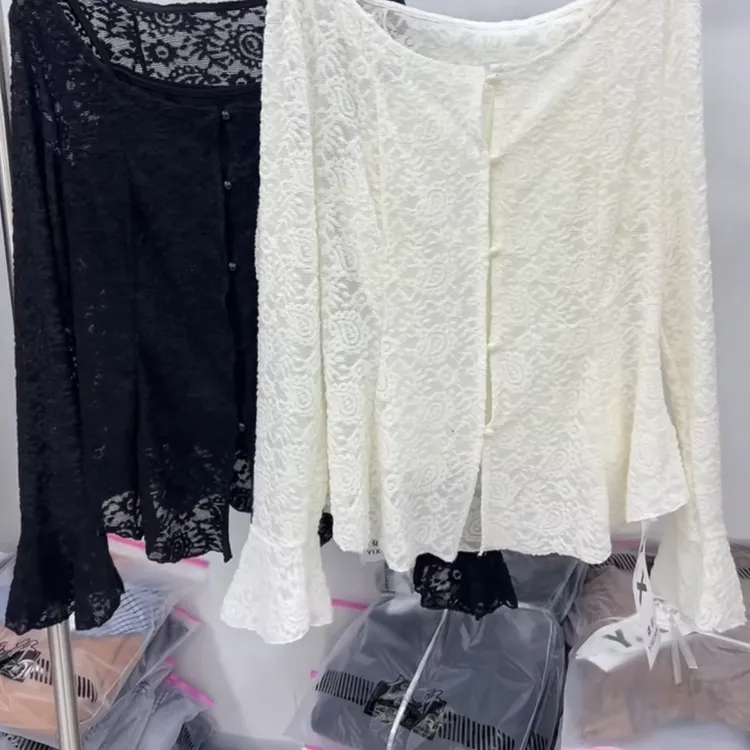 法式钩花半高领蕾丝打底衫长袖镂空显瘦内搭针织衫秋季新款女