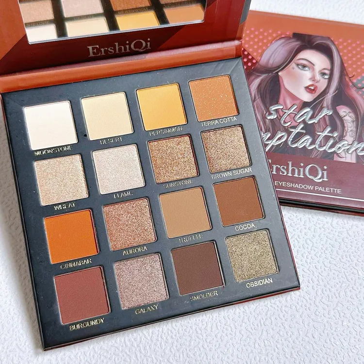 ErshiQI女孩16色眼影盘腮红高光彩妆超火纯欲大地色巧克力眼影