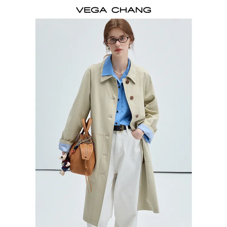 VEGA CHANG风衣女2025秋季新款欧若风韩系ins风外套0050JJ