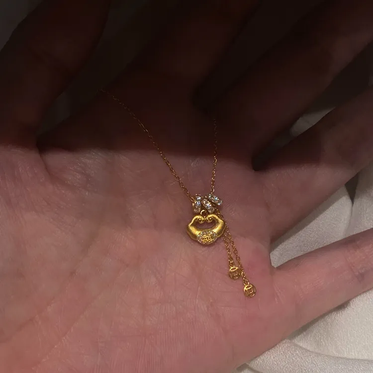 柯柒 钛钢项链 祥云平安锁流苏项链轻奢小众百搭高级时尚锁骨链