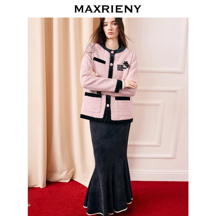 【丸系千金】MAXRIENY联名款 法式小香风千金花纱厚外套女