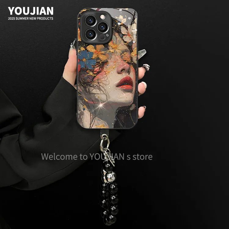 电镀玻璃适用【苹果/oppo/华为/vivo/小米】繁花似锦创意手机壳女款