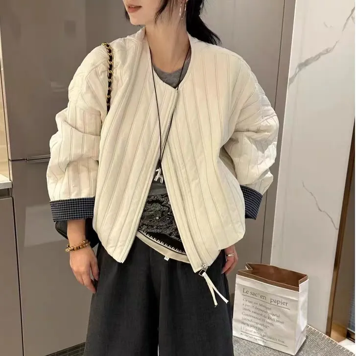 欧货开衫薄棉外套女短款秋季2025新款百搭宽松休闲夹克开衫棒球服