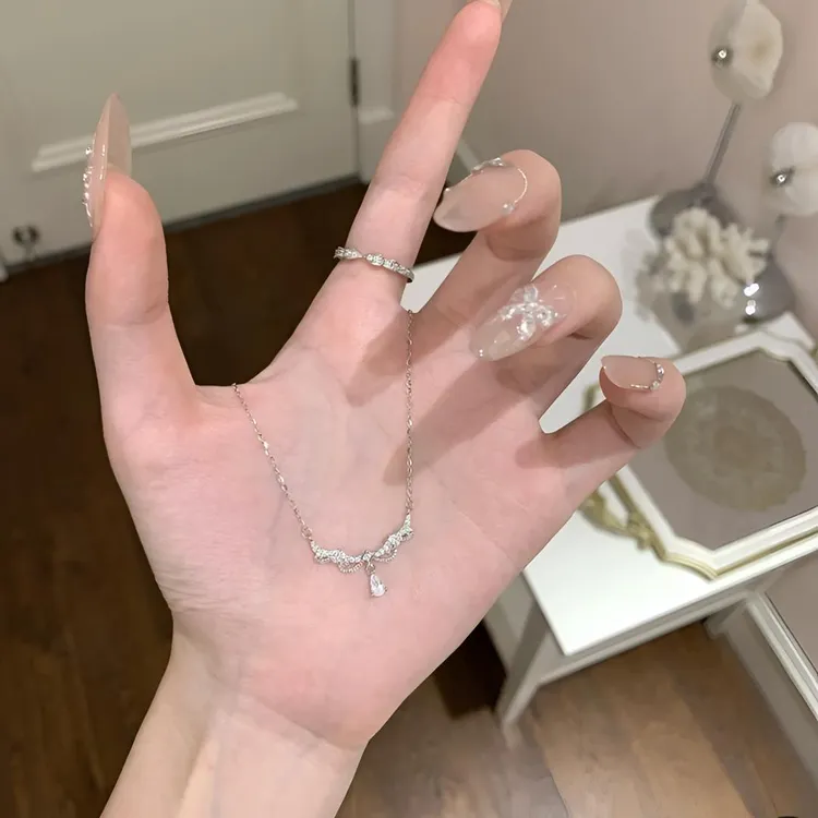 柯柒 钛钢项链 蕾丝蝴蝶结项链女轻奢小众设计感时尚百搭锁骨链