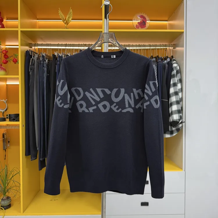 L563男士圆领套头提花毛衣时尚柔软舒适打底针织衫日常通勤