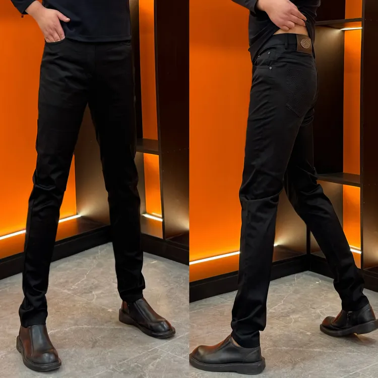 2025男士秋冬修身休闲裤水洗亮面小黑裤百搭潮流男裤柔软舒适轻奢
